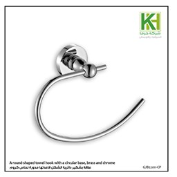 Show details for A round-shaped towel hook with a circular base, brass and chrome Picture of A round-shaped towel hook with a circular base, brass and chrome